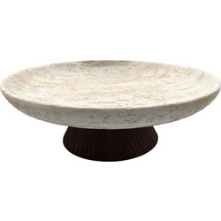 TRAVERTINO ΔΙΣΚΟΣ ΔΙΑΚΟΣΜΗΣΗΣ 30x30x10cm POLYRESIN STONE ΚΑΦΕ ΣΚΟΥΡΟ c504257