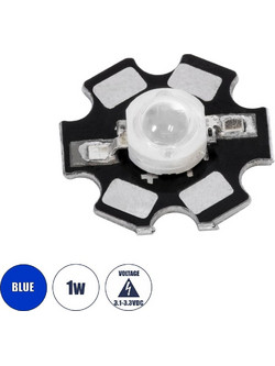 GloboStar 73752 High Power Star LED - Υψηλής Ισχύος Star LED 1W DC 3.2V Μπλε Φ2 x Υ0.6cm