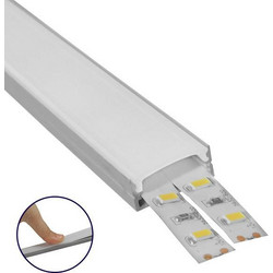 GLOBOSTAR ALP-LINEAR ALIENA 70809-2M Επιφανειακό Προφίλ Αλουμινίου με Λευκό Γαλακτερό Πατητό Κάλυμμα για Ταινίες LED IP20 - Ασημί & Λευκό - Μ200 x Π2.4 x Υ1.1cm - Πακέτο 5 Τεμαχίων