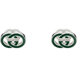 GUCCI Interlocking G Μανικετόκουμπα από ασήμι 925 Silver & Green YBE81504800200U
