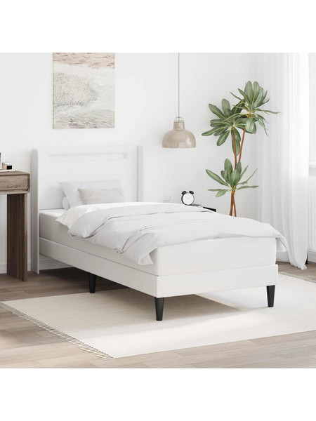 vidaXL Σκελετός κρεβατιού με στρώμα Λευκό 100 x 200 cm Τεχνητό Δέρμα