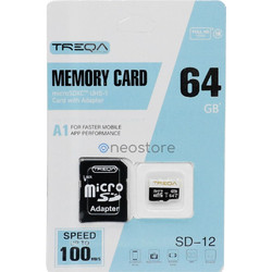 Treqa microSDHC 64GB Class 10 U1 UHS-I A1 100MB/s + Adapter