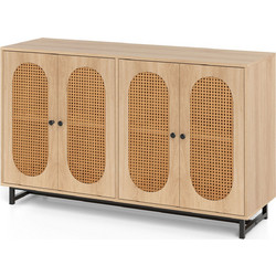 Costway Μπουφές Sideboard με 4 Πόρτες από Rattan και Ρυθμιζόμενα Ράφια, Φυσικό, 81 x 40 x 126 εκ. JV12095NA+