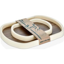 Δίσκος πλαστικός MDF σετ 2 τμχ ορθογώνιος 35x26cm & 23x17cm