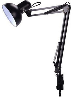 Φωτιστικό Γραφείου με Σπαστό Βραχίονα Desk Lamp σε Μαύρο Χρώμα
