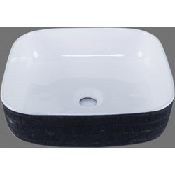 Inter Ceramic Επικαθήμενος Νιπτήρας Μπάνιου Πορσελάνης 40.5x40.5x13.5cm Λευκός Μαύρος ICB4618