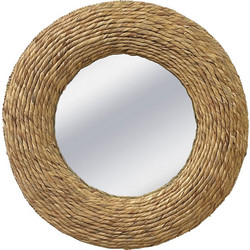 Καθρέπτης Τοίχου Boho 16-94058 Φ80x6cm Natural Marhome Ψάθα
