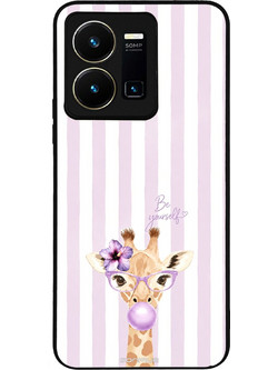 Sonique Stripe Stories Series Θήκη (Vivo Y35 4G / Y22 / Y22s) Λιλά / Καμηλοπάρδαλη με Τσιχλόφουσκα