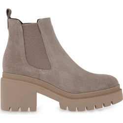 Tamaris Γυναικεία Μποτάκια Chelsea Suede Μπεζ με Χοντρό Χαμηλό Τακούνι 1-25459-41-378