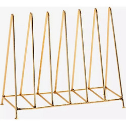 Μεταλλική θήκη περιοδικών/πιάτων Madam Stoltz Iron Shiny gold Rack small 18x8x15 cm