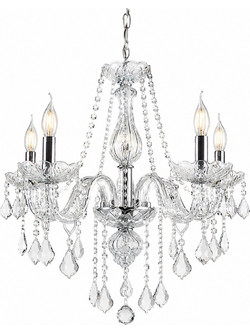 Artekko Chandelier Lisa Πολυέλαιος 5φωτος Ε14 με Διάφανο Κρύσταλλο (60x60x100)cm
