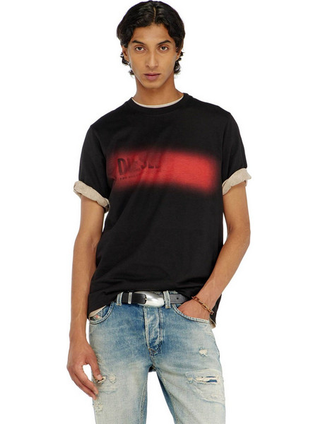 Diesel ανδρικό T-shirt με blurred graphic logo print Regular Fit - W26A251210QIAM Μαύρο