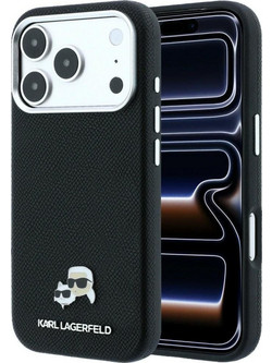 Karl Lagerfeld Grained Heads Metal MagSafe Back Cover Black (iPhone 18 Pro Max / 17 Pro Max)