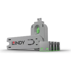 Lindy USB Port Schloss (4 Stuck) mit Schlussel (grun, Code: grun)