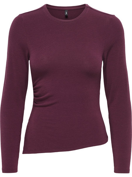 ONLY ONLGLAMOUR L/S RUCHING TOP JRS 15383237-FIG RedWine