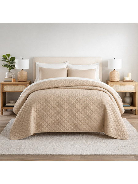 Κουβερλί Μονό Ξενοδοχείου 100% Cοtton Beige