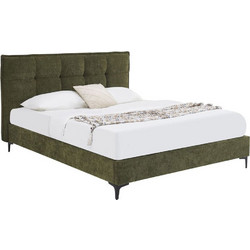 Liberta Button Κρεβάτι Υπέρδιπλο για Στρώμα 160x200cm Λαδί 183x217x112cm