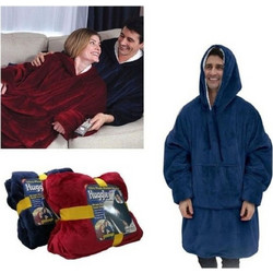 Fleece κουβέρτα με κουκούλα και μανίκια - ζεστή και αφράτη, ένα μέγεθος που ταιριάζει σε όλα