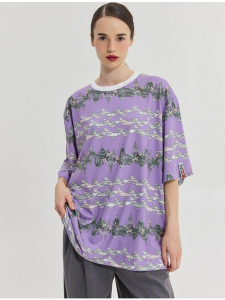 Hemithea Cheetah Oversized T-Shirt Zic Zac Clouds Lilac