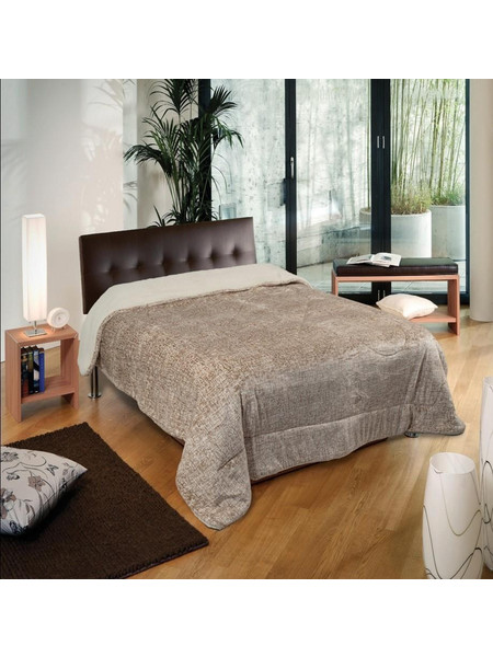 Κουβερτοπάπλωμα μονό flannel με κάτω όψη sherpa μπεζ 160x220εκ