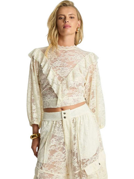 ONETEASPOON W SAVAGE ROMANCE TOP - 98L27743-VIN WHITE