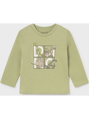 Mayoral T-shirt μακρυμάνικο με δεινοσαύρους Χακί