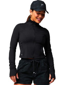 Fabletics Perfect Storm Cropped Train Jacket Γυναικεία Ζακέτα Μαύρη FJ5650-JT2500558-0001-BLACK