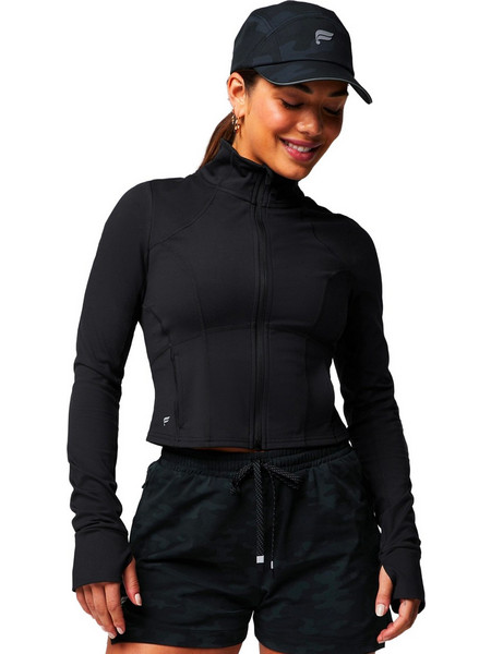 Fabletics Perfect Storm Cropped Train Jacket Γυναικεία Ζακέτα Μαύρη FJ5650-JT2500558-0001-BLACK