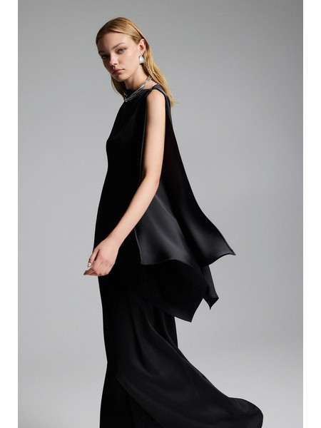 BSB ΑΣΥΜΜΕΤΡΗ ΜΠΛΟΥΖΑ ΜΕ ΕΝΑ ΩΜΟ 0156-0410002 - Black