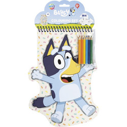 Bluey Happy Σετ Ζωγραφικής Σχημάτων με Αυτοκόλλητα και Χρωματιστά Μολύβια 30x22 εκ