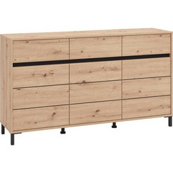 Κομότα-Μπουφές Marron 157 3K3F3V Artisan Oak/Μαύρο Ματ Χρώμα 157x40x90Εκ Fylliana