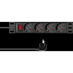 Πολύπριζο Logilink 4-fach with Schalter,10"(1HE)2m