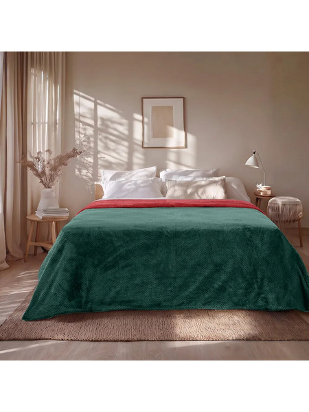 Beauty Home Κουβέρτα υπέρδιπλη διπλής όψεως Art 11601 Jacquard fleece 700gsm Fiesta Plus 220x240 Πράσινο,Κόκκινο - 2.20x2.40