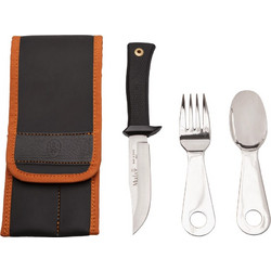 Muela Camping Inox - Σετ Μαχαιροπίρουνων 18/10 με Θήκη Cordura Μαύρη/Πορτοκαλί