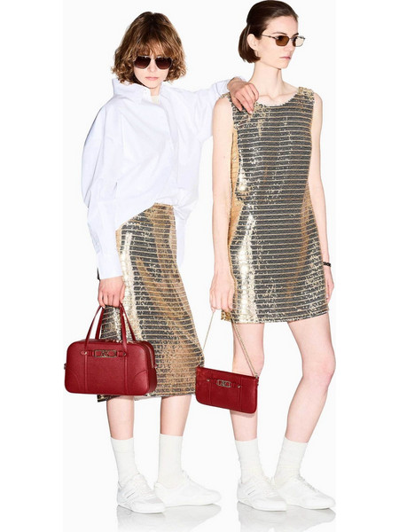 Armani Exchange Μίντι Φούστα με Παγιέτες Ψηλόμεση Χρυσή XW002944AF26086