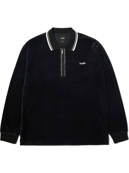 Huf Parker Velour Ανδρική Μπλούζα Polo Μακρυμάνικη Μαύρη KN00609