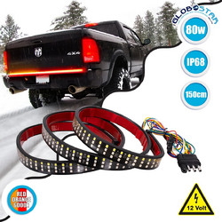 GLOBOSTAR Car Backlit LED Strip Εύκαμπτη Ταινία 150cm Σήμανσης DRL Αυτοκινήτου 6 Προγραμμάτων Φωτισμού LED SMD 2835 80W DC 12V Αδιάβροχη IP68 Πορτοκαλί