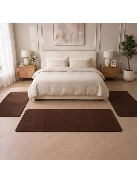 Σετ Κρεβατοκάμαρας 3τμχ Shaggy Soft Touch Καφέ (2x70x130 + 1x70x200cm) J03-COFFEE-SET
