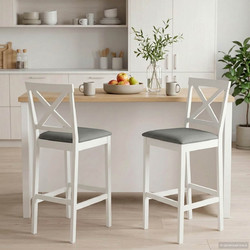 vidaXL Μπαρ σκαμπό 2 τεμ. Λευκό και Γκρι 45x51x110cm