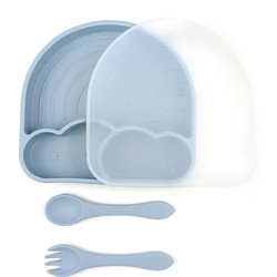 BabyCloud Βρεφικό Σετ Φαγητού Σιλικόνης Γαλάζιο 4τμχ