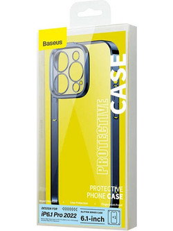 Baseus Glitter Back Cover Transparent / Blue (iPhone 14 Pro)