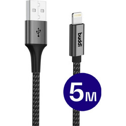 Buddi Flex USB-A to Lightning Cable 500cm 12W Black