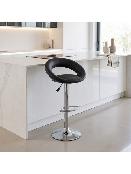 ΚΑΡΈΚΛΕΣ & ΠΟΛΥΘΡΌΝΕΣ SASHA BLK/CHR PU ADJ BAR STOOL ATMOSPHERA 114600A