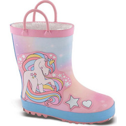 Smart Kids Παιδικές Γαλότσες Κορίτσι Μονόκερος Pink/L.Blue Με Επένδυση