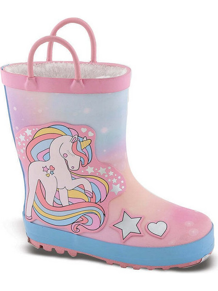 Smart Kids Παιδικές Γαλότσες Κορίτσι Μονόκερος Pink/L.Blue Με Επένδυση