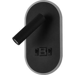 InLight Επιτοίχιο Φωτιστικό LED Μαύρο 3W + 9W - Spot & Backlight με USB & Type-C (43041-BL)