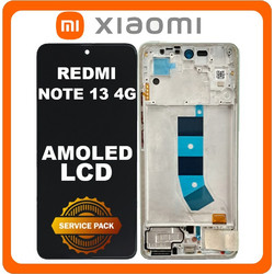 Original Xiaomi Redmi Note 13 4G (23129RAA4G, 23124RA7EO) AMOLED LCD Οθόνη + Touch Screen Digitizer + Frame Bezel Mint Green 56000300N700 B