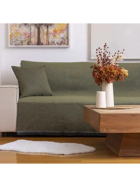 Borea Ριχτάρι Microσενίλ Τριθέσιο Switch Δύο Όψεων 180x300cm Λαδί/Πετρόλ Λαδί Πετρόλ