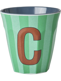Rice - Melamine Cup with the Letter C - Blue and Green - Medium