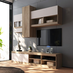 Σύνθετο σαλονιού Torania pakoworld sonoma-λευκό 185x37x145εκ 192-000056
